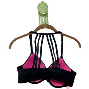 Victoria’s Secret Pink Bra NWOT Push Up Sexy Strappy Racer T Back Front Clasp 36